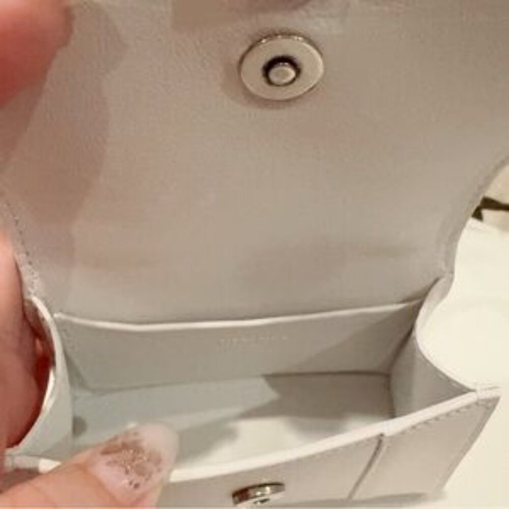 NWT Balenciaga Mini Hourglass All White Leather Top Handle Bag / Crossbody - Picture 3 of 8